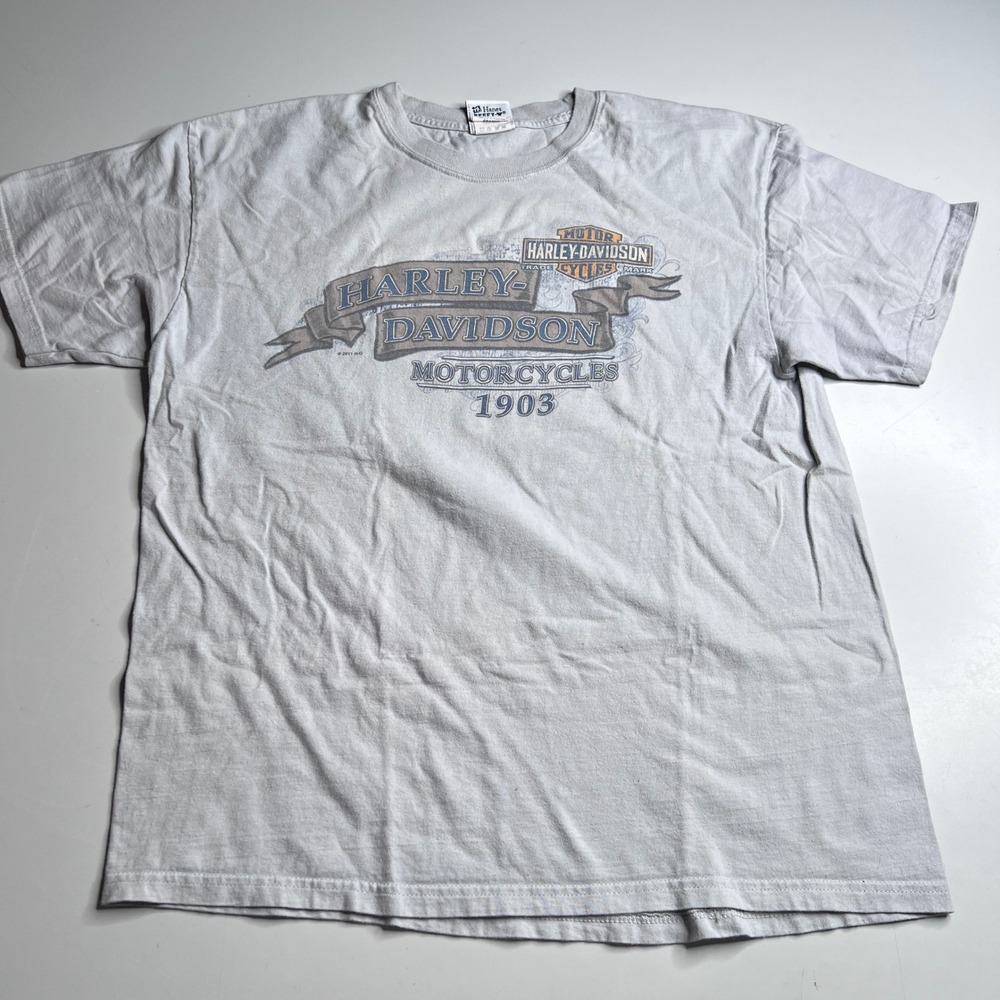 Harley Davidson Lone Wolf Spokane WA T-Shirt Gray Mens Large 2011 RK Stratman